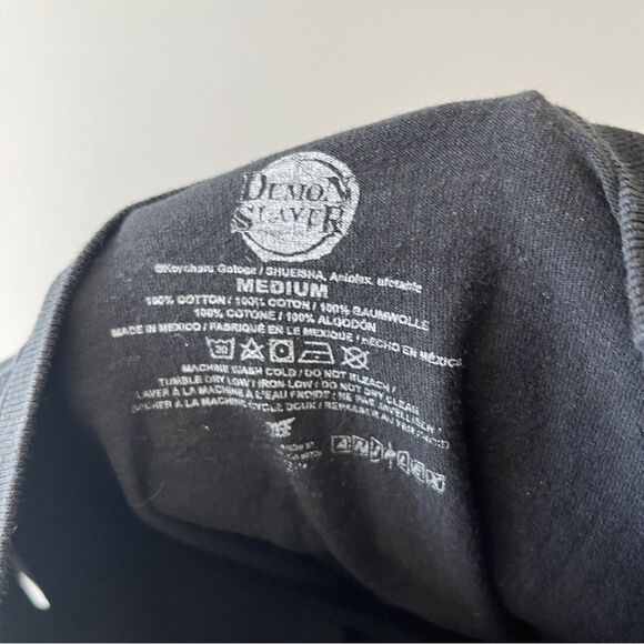 Demon Slayer Anime Black Graphic T-shirt Classic Casual Cotton Size Medium - Picture 5 of 7